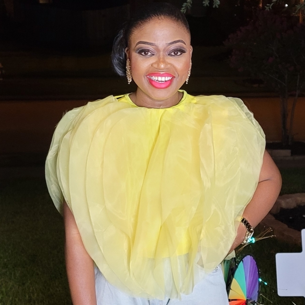 Be extra ruffles detailed Blouse. Yellow, Lemon Green, White and Purple.